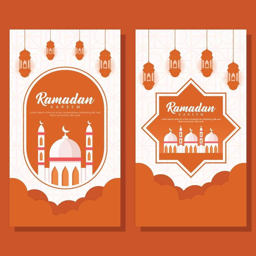 ilustração de banner vertical do ramadã em design plano vetor