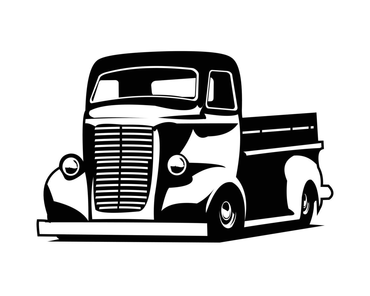 caminhonete chevy 1940. silhueta isolada do vetor no fundo branco que mostra do lado. melhor para distintivo, emblema, ícone, design de etiqueta, indústria automobilística. disponível no eps 10.
