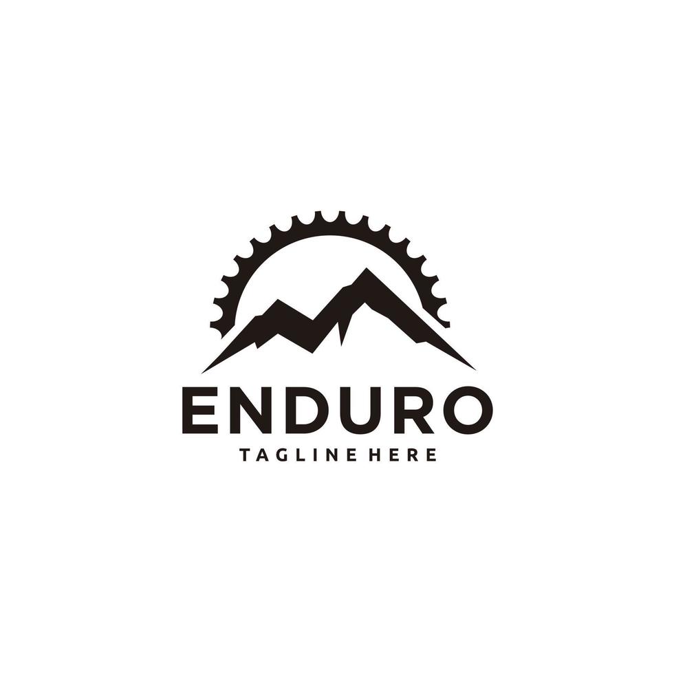 combinação de corrente de engrenagem de design de logotipo de enduro de bicicleta de montanha vetor