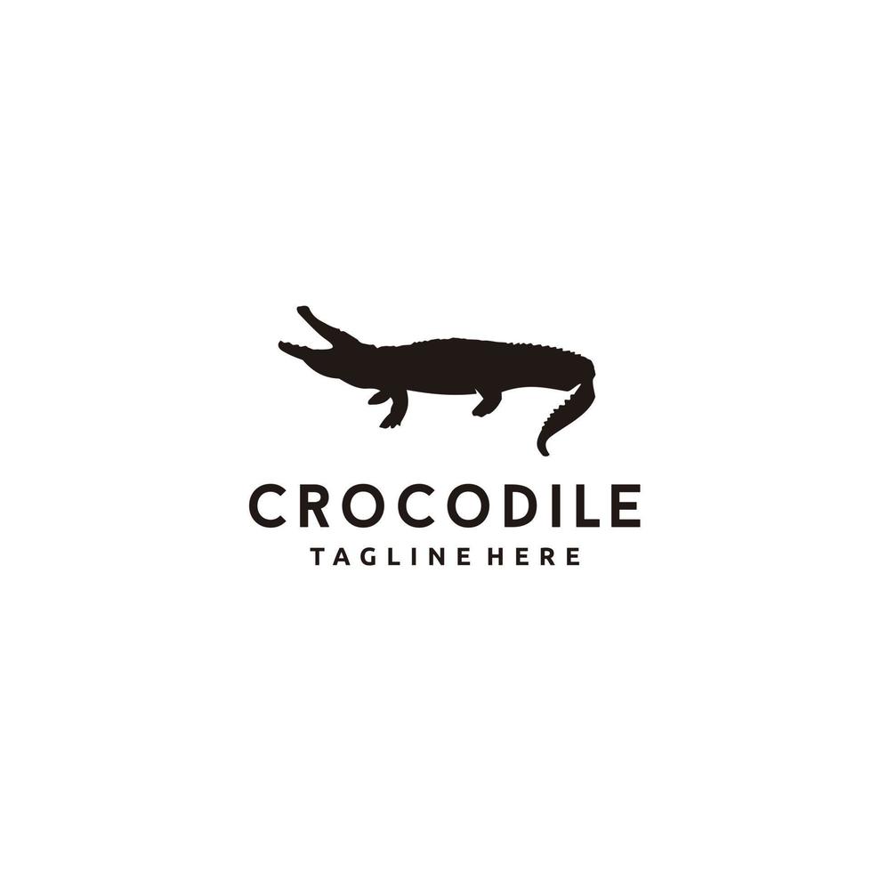 crocodilo ícone silhueta logotipo design ilustração vetorial vetor