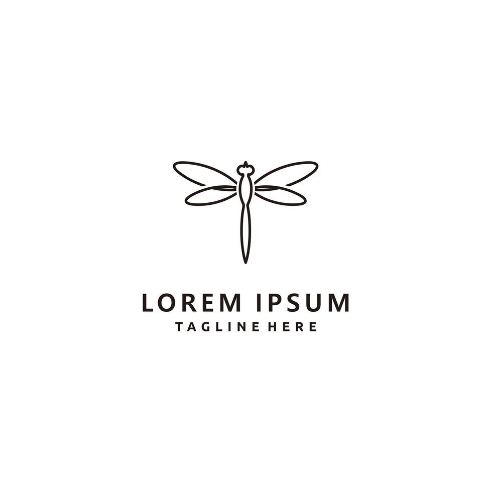 luxo de libélula e vetor de ícone de design de logotipo de arte de linha minimalista
