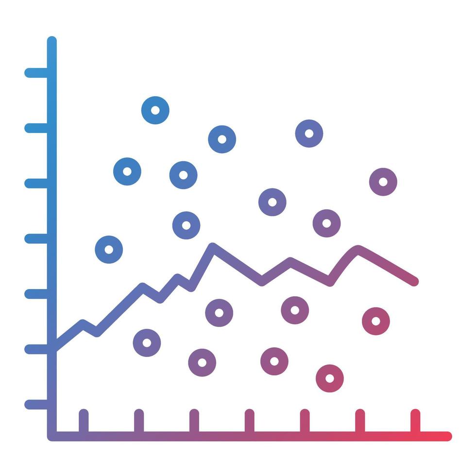 ícone de gradiente de linha de gráfico de dispersão vetor