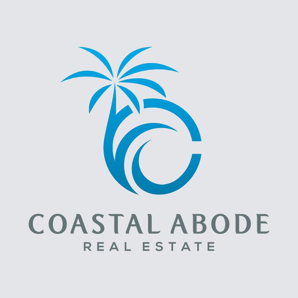 modelo de design de logotipo imobiliário costeiro vetor