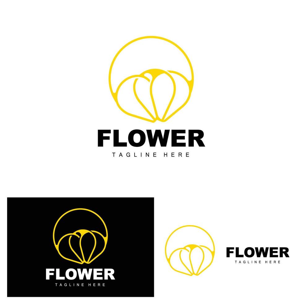 logotipo da flor, design de jardim de flores com marca de produto vetorial de estilo simples, cuidados de beleza, natural vetor