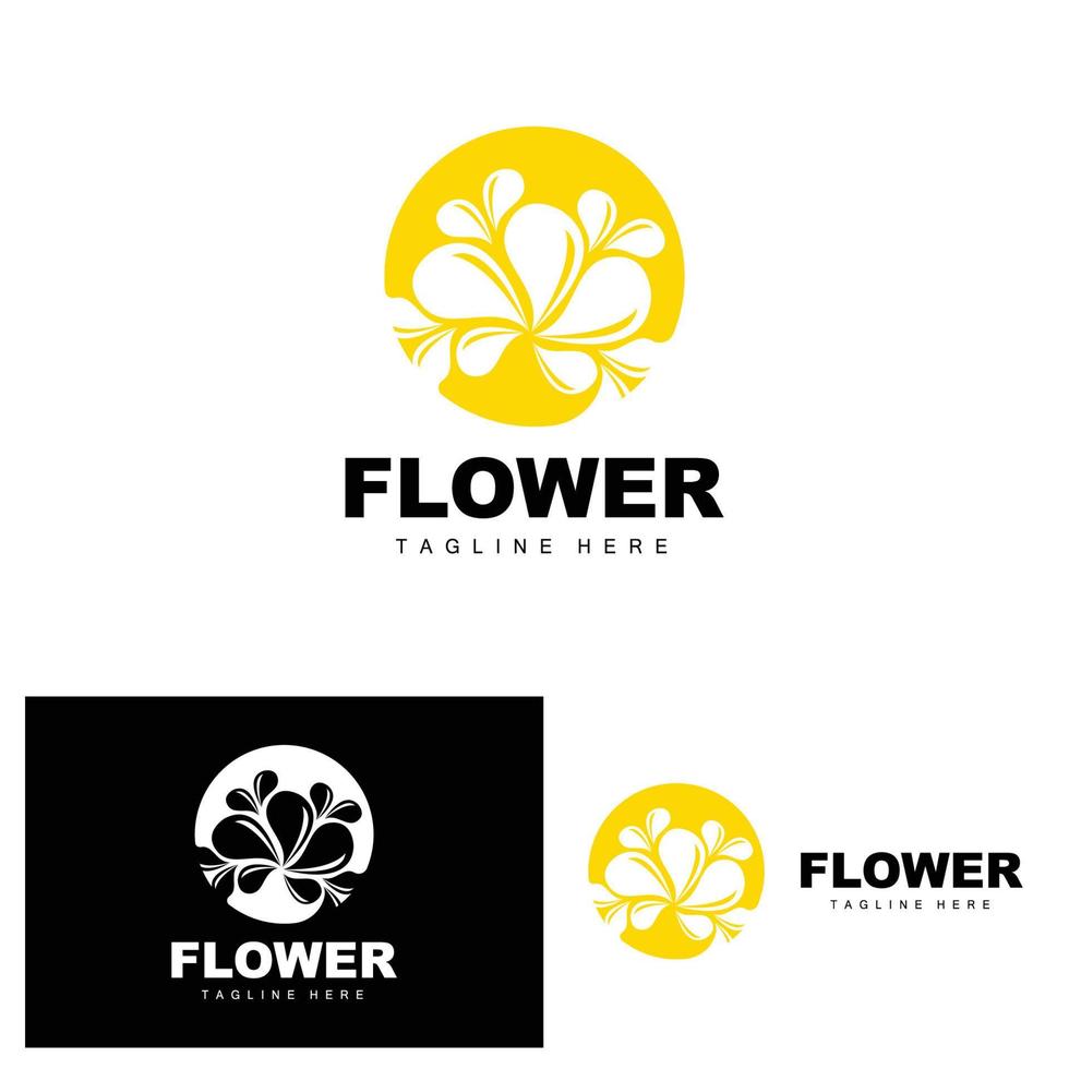 logotipo da flor, design de jardim de flores com marca de produto vetorial de estilo simples, cuidados de beleza, natural vetor