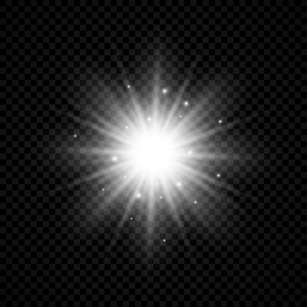 efeito de luz de reflexos de lente. efeitos de starburst de luzes brancas brilhantes com brilhos. ilustração vetorial vetor