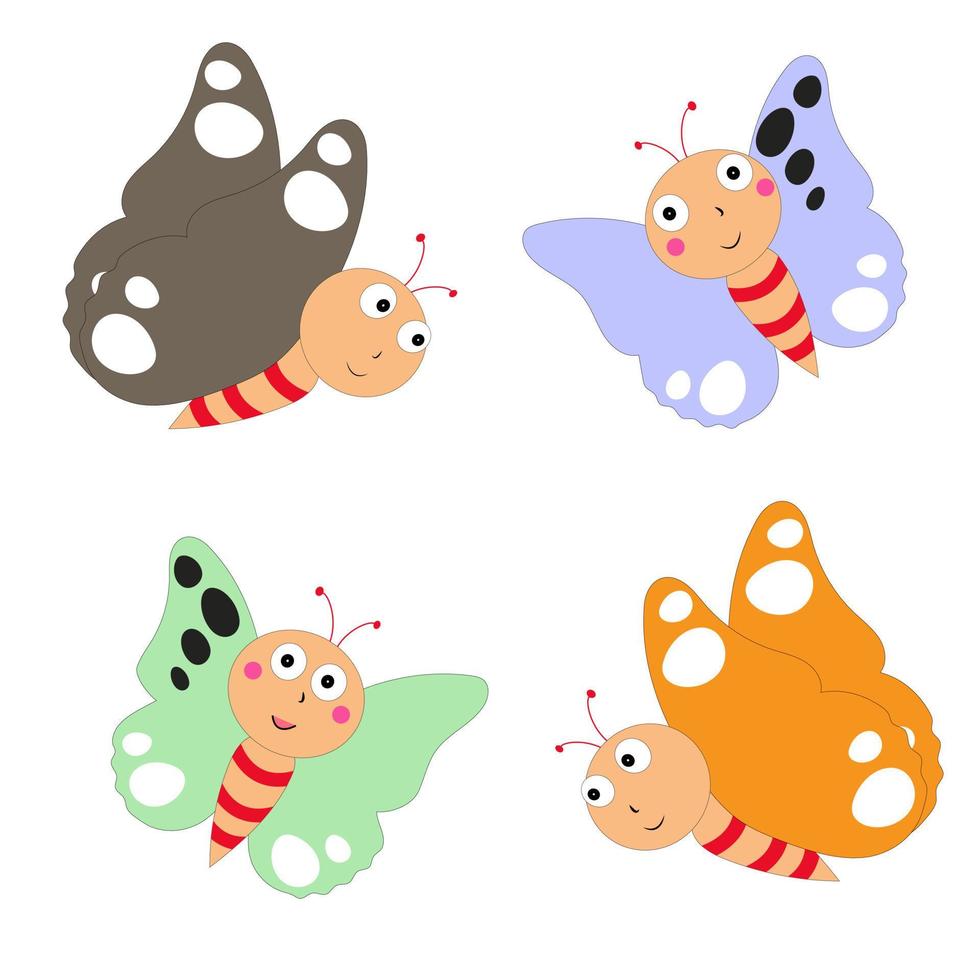 ilustração de borboleta dos desenhos animados. personagem sorridente fofo para design infantil. ilustração em vetor plana isolada em um fundo branco.