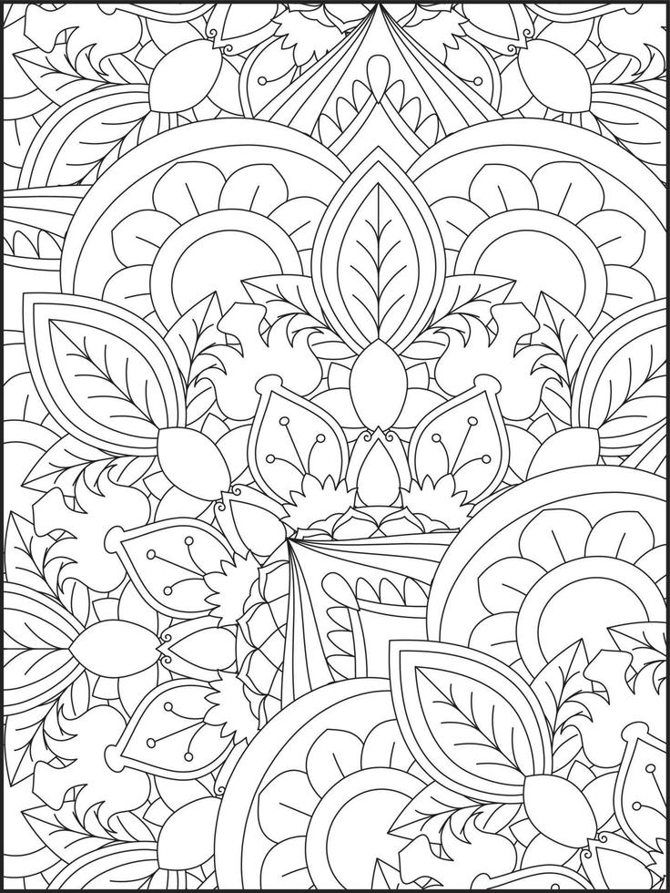 Interior floral da página do livro para colorir. desenho adulto