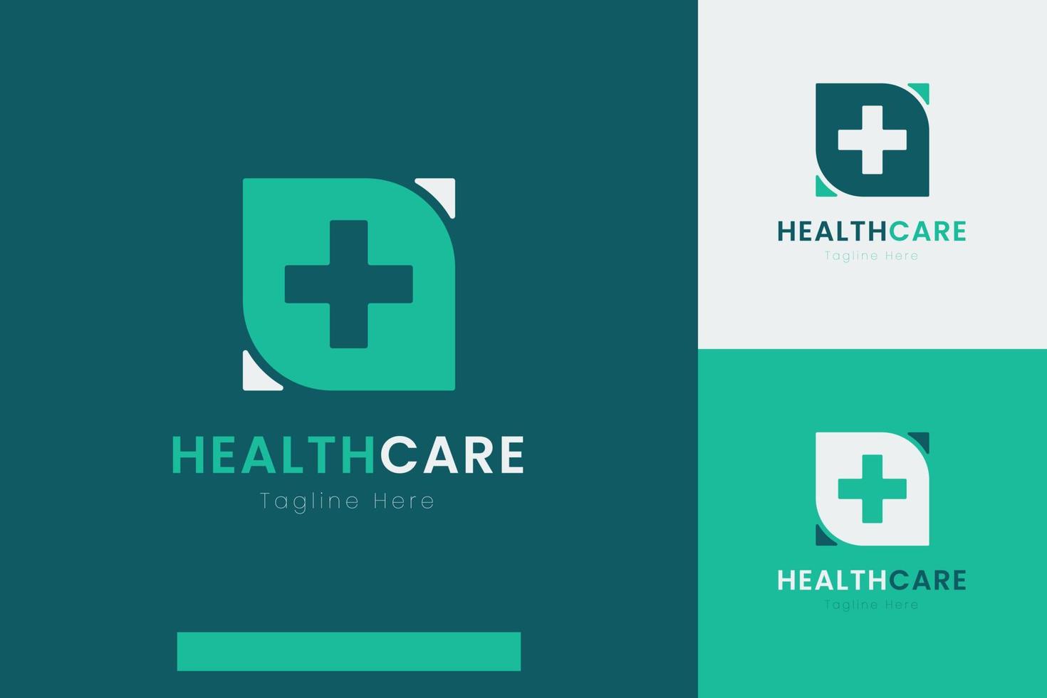 conjunto de modelos de design de logotipo de saúde médica com estilos de cores diferentes vetor