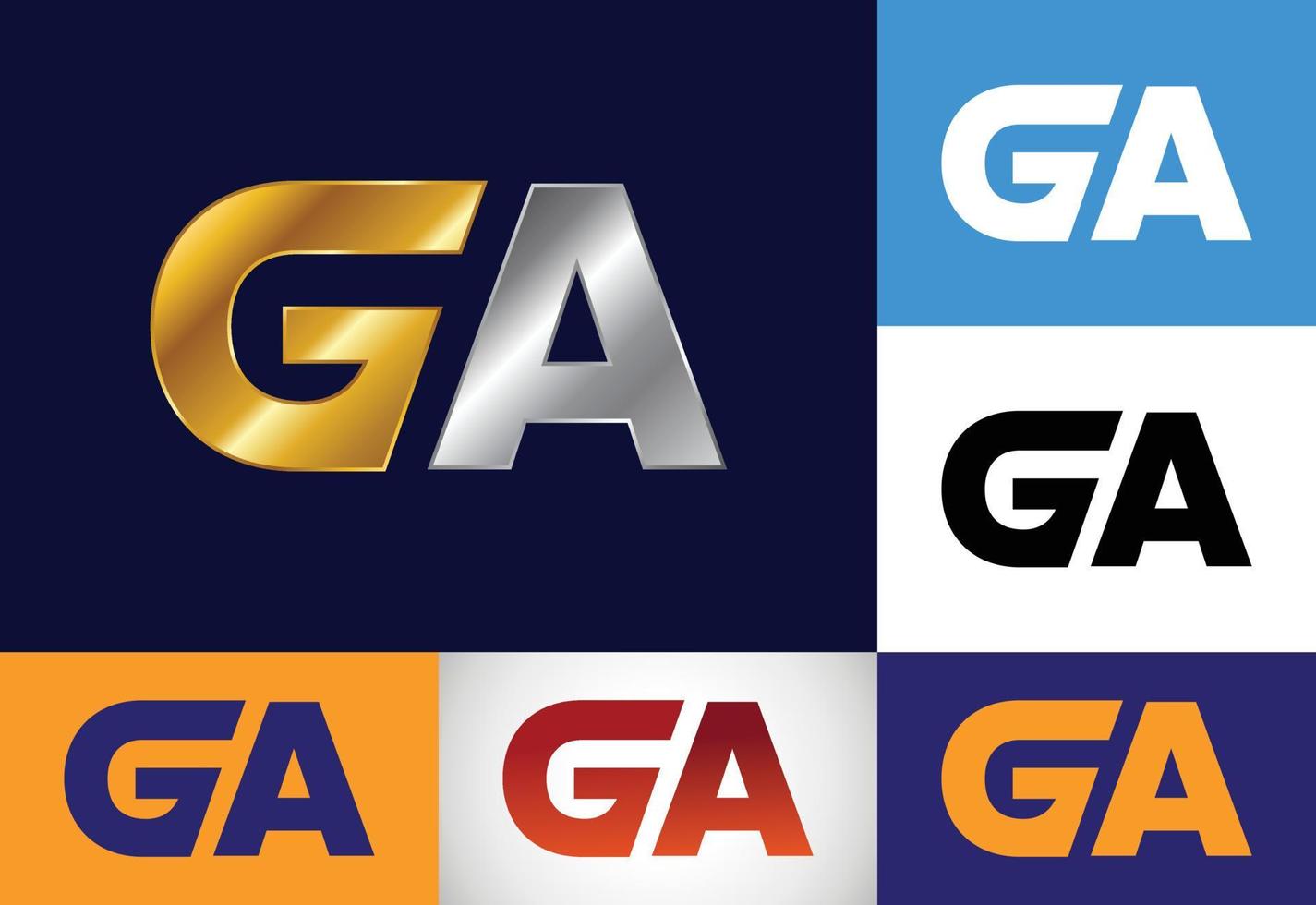 vetor de design de logotipo de letra inicial ga. símbolo gráfico do alfabeto para identidade de negócios corporativos