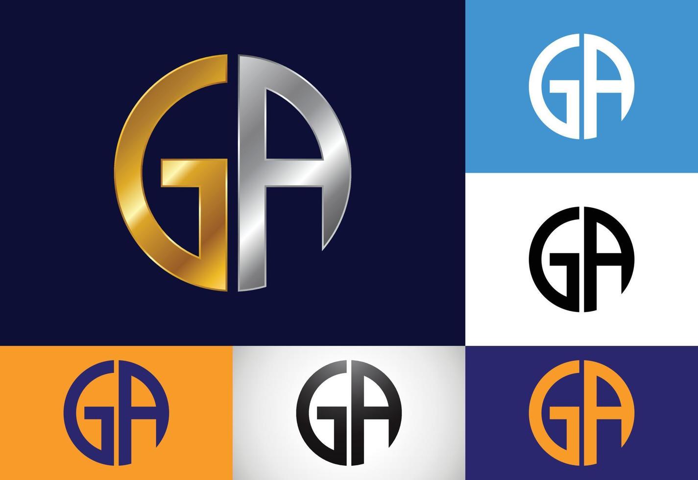 vetor de design de logotipo de letra inicial ga. símbolo gráfico do alfabeto para identidade de negócios corporativos