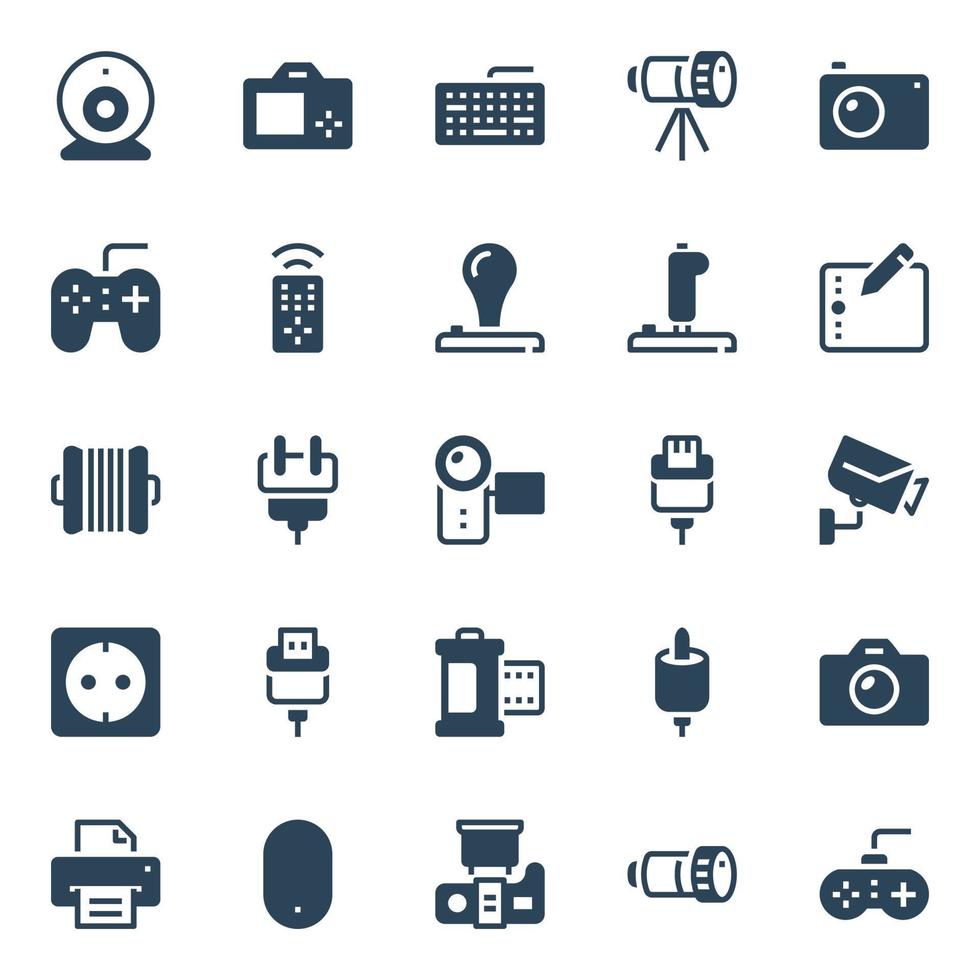 ícones de glifos para dispositivos. vetor