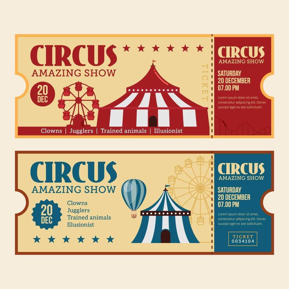 ingresso de circo vintage horizontal para feira de diversões vetor