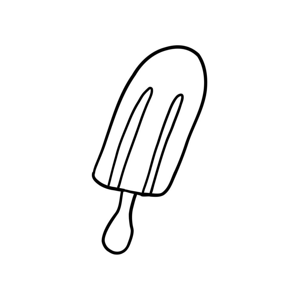 sorvete de picolé. ilustração vetorial no estilo doodle de contorno isolado no fundo branco. vetor