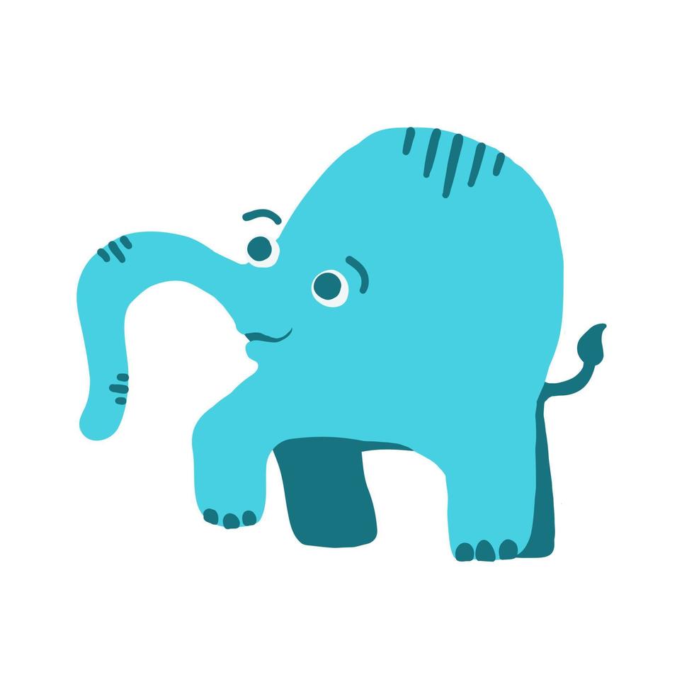 ilustração em vetor elefante azul em estilo cartoon plana isolado no fundo branco.