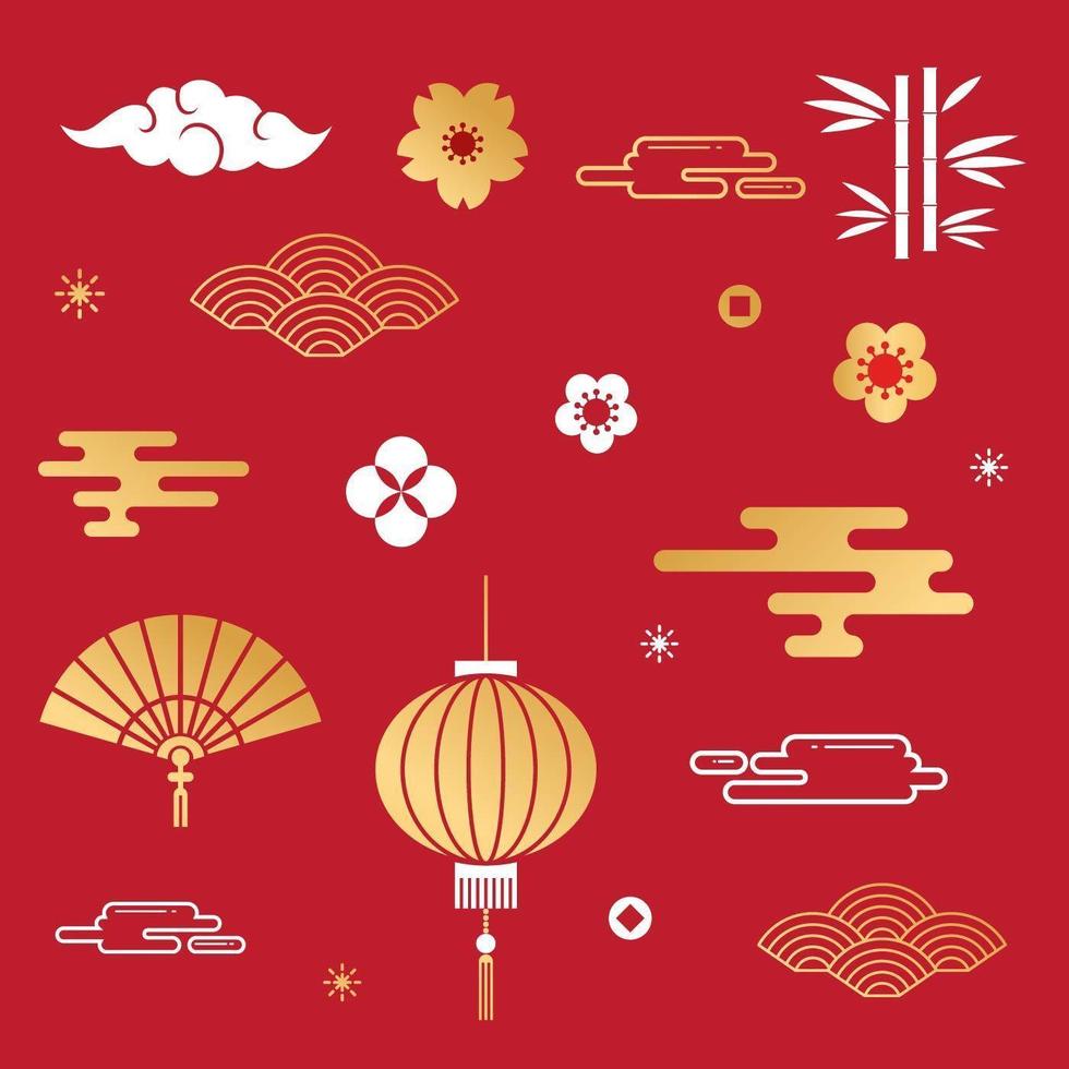 fundo decorativo chinês para cartão de ano novo vetor