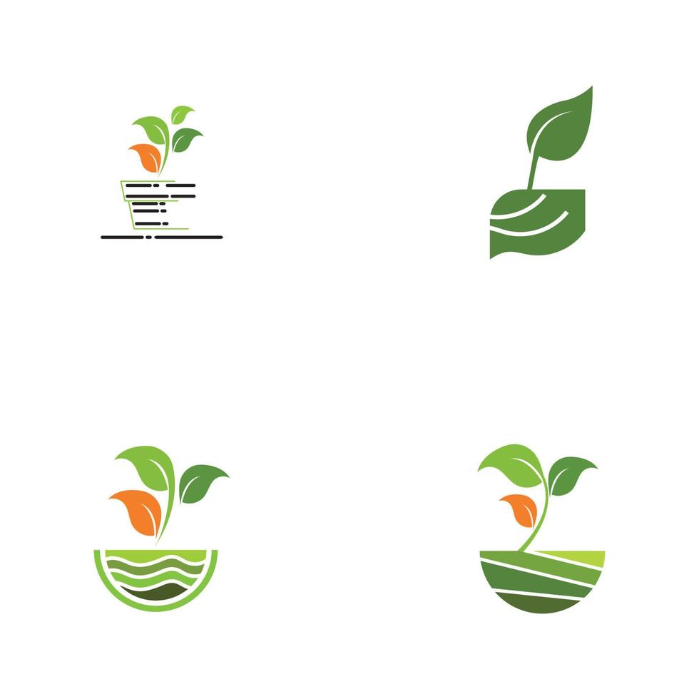 conceito de logotipo de vetor de fazenda de planta verde