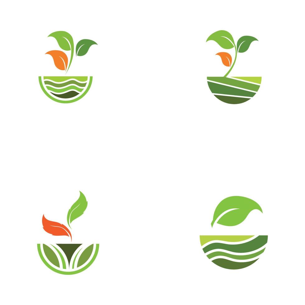 conceito de logotipo de vetor de fazenda de planta verde