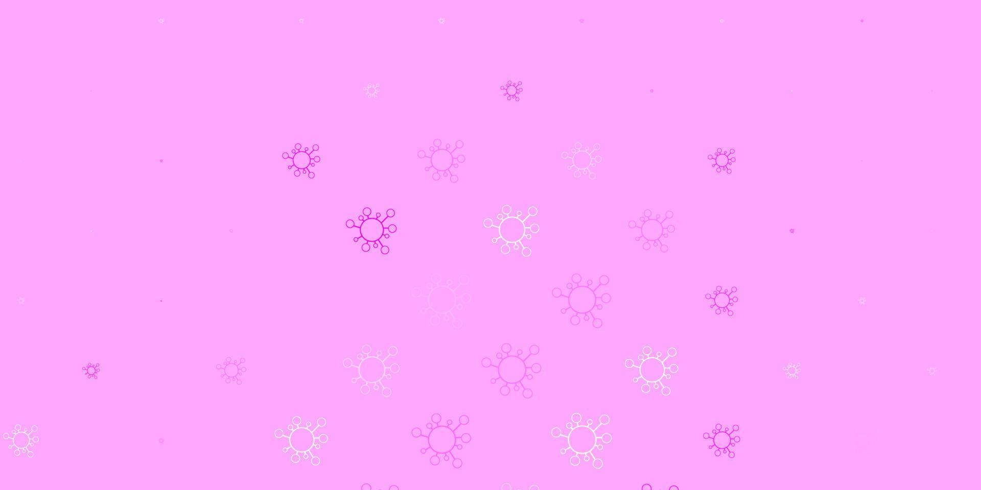 de fundo vector rosa claro roxo com símbolos covid-19.