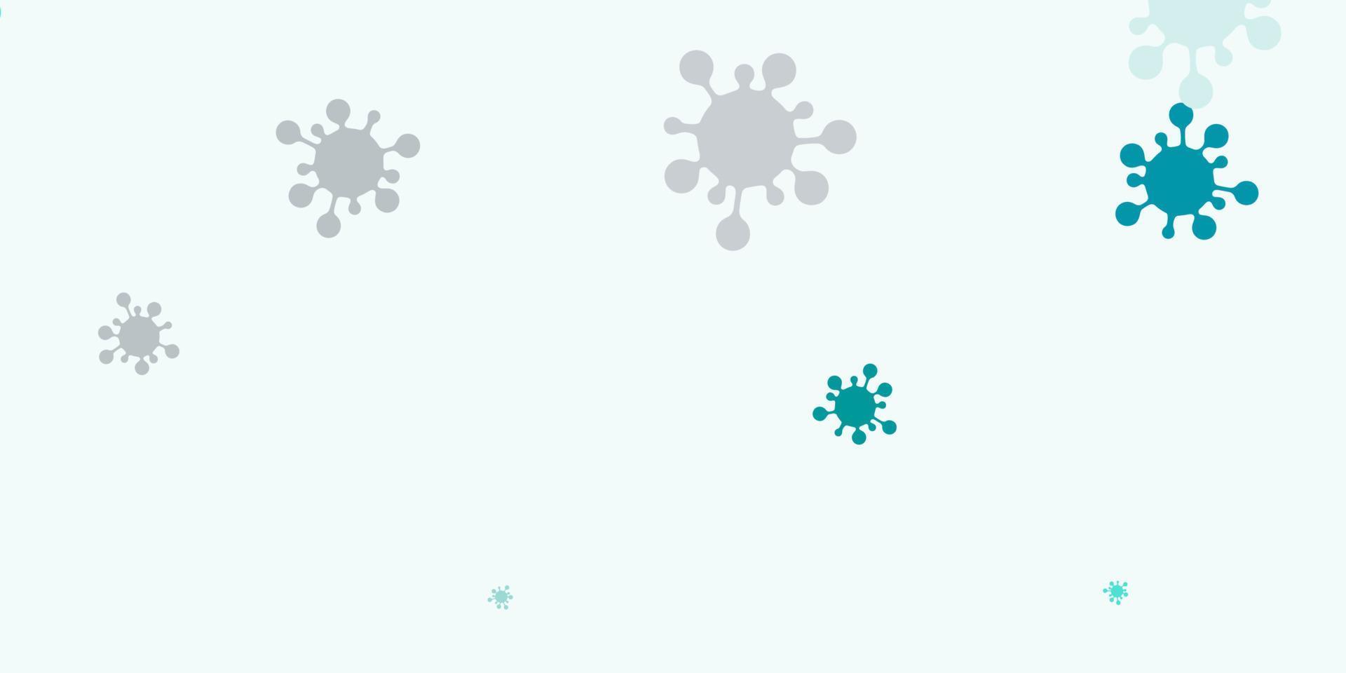 padrão de vetor verde claro com elementos de coronavírus.