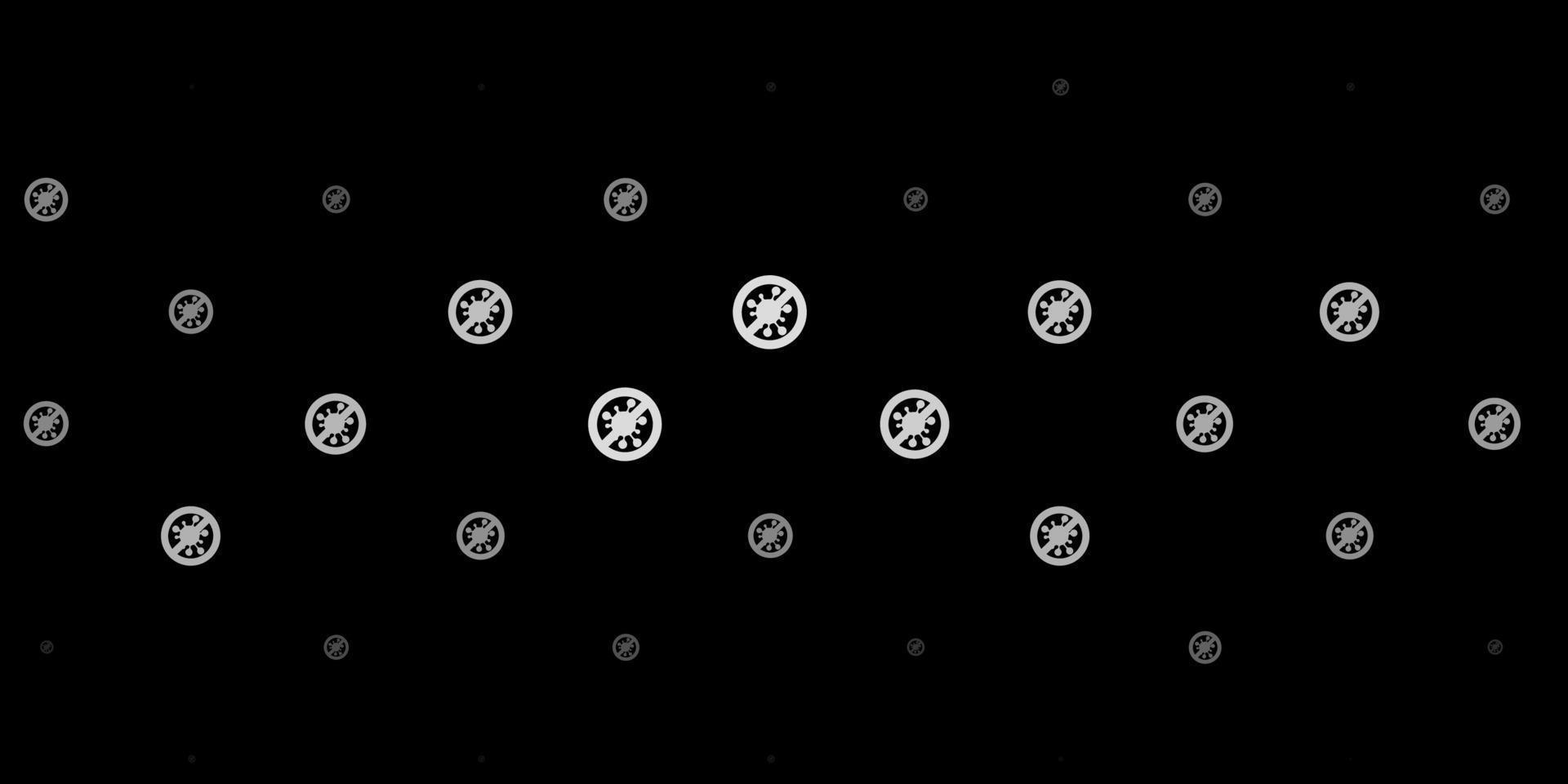 cenário de vetor cinza escuro com símbolos de vírus.