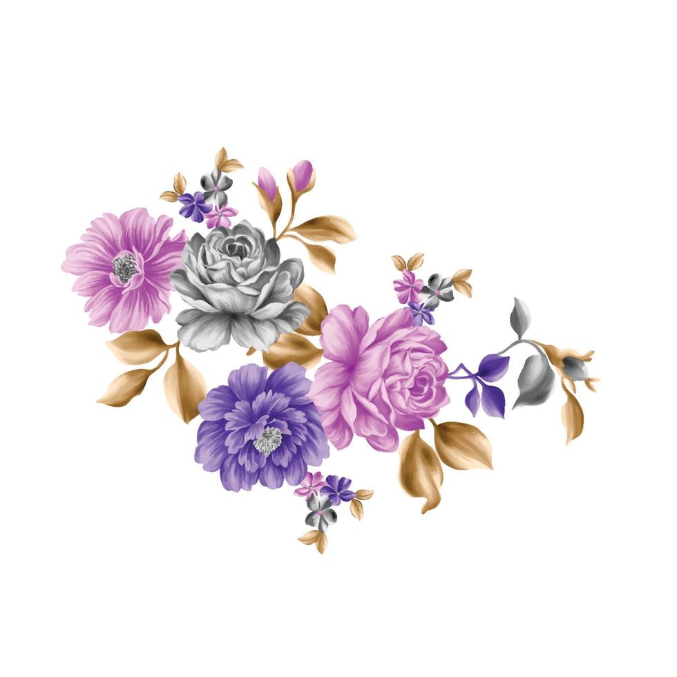 ilustração de aquarela de flor, fundo floral botânico, padrão de flor decorativa, flor pintada digital, padrão de flor para design têxtil, buquês de flores, modelo de convite de casamento floral. vetor