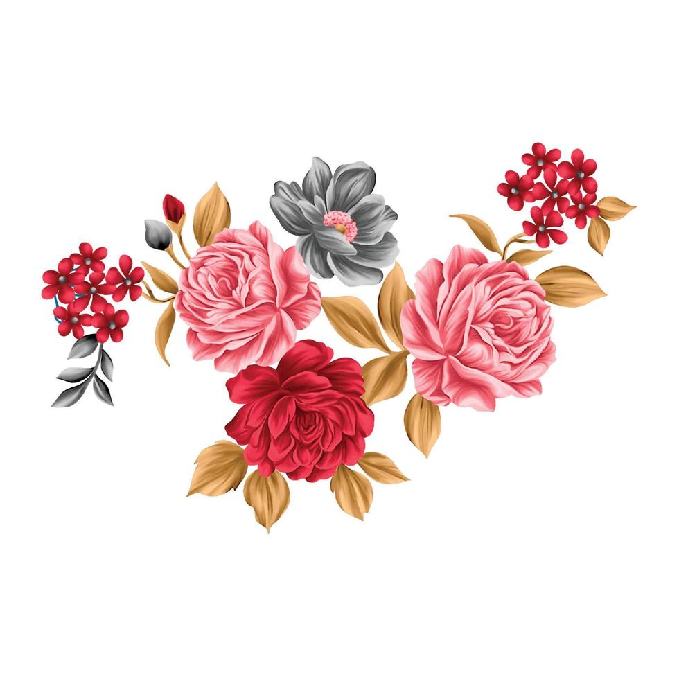 ilustração de aquarela de flor, fundo floral botânico, padrão de flor decorativa, flor pintada digital, padrão de flor para design têxtil, buquês de flores, modelo de convite de casamento floral. vetor