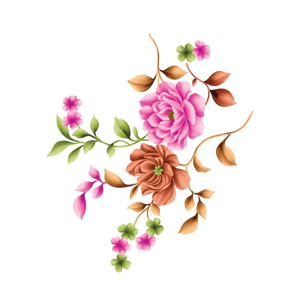 ilustração de aquarela de flor, fundo floral botânico, padrão de flor decorativa, flor pintada digital, padrão de flor para design têxtil, buquês de flores, modelo de convite de casamento floral. vetor