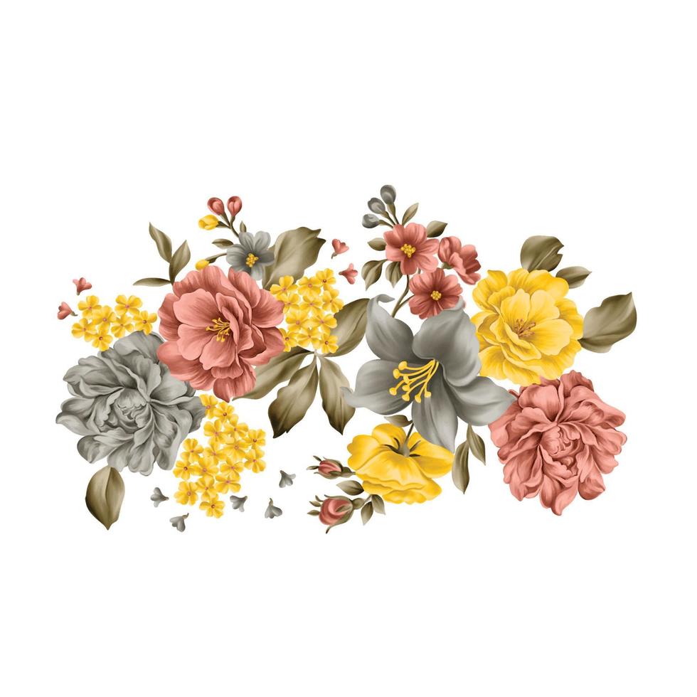 ilustração de aquarela de flor, fundo floral botânico, padrão de flor decorativa, flor pintada digital, padrão de flor para design têxtil, buquês de flores, modelo de convite de casamento floral. vetor