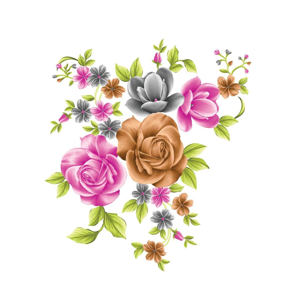 ilustração de aquarela de flor, fundo floral botânico, padrão de flor decorativa, flor pintada digital, padrão de flor para design têxtil, buquês de flores, modelo de convite de casamento floral. vetor