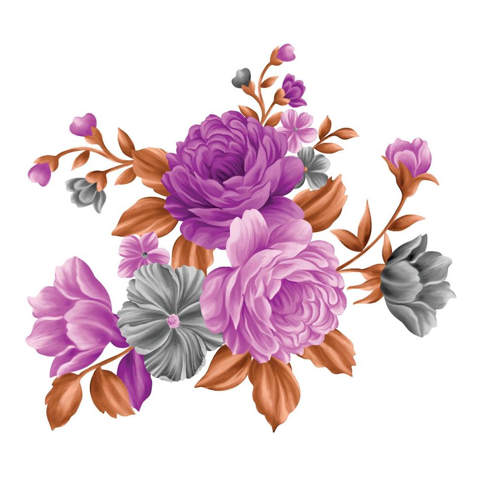 ilustração de aquarela de flor, fundo floral botânico, padrão de flor decorativa, flor pintada digital, padrão de flor para design têxtil, buquês de flores, modelo de convite de casamento floral. vetor