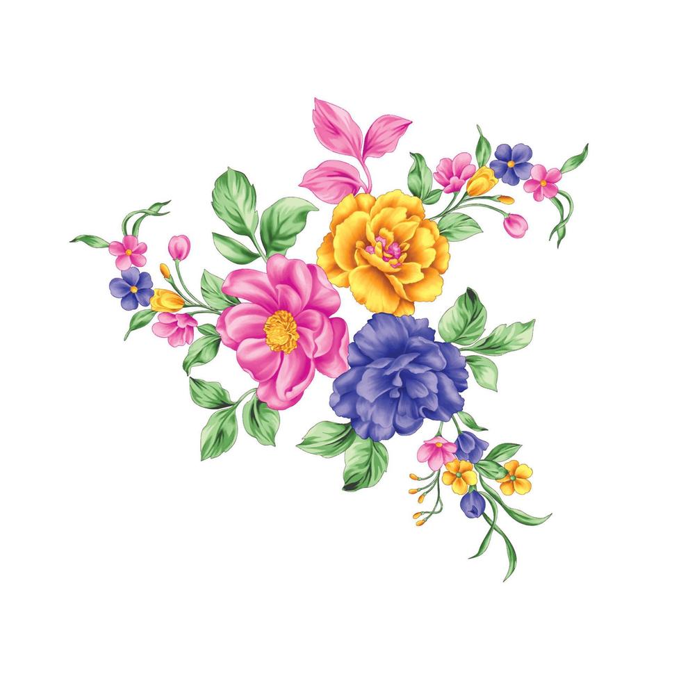 ilustração de aquarela de flor, fundo floral botânico, padrão de flor decorativa, flor pintada digital, padrão de flor para design têxtil, buquês de flores, modelo de convite de casamento floral. vetor