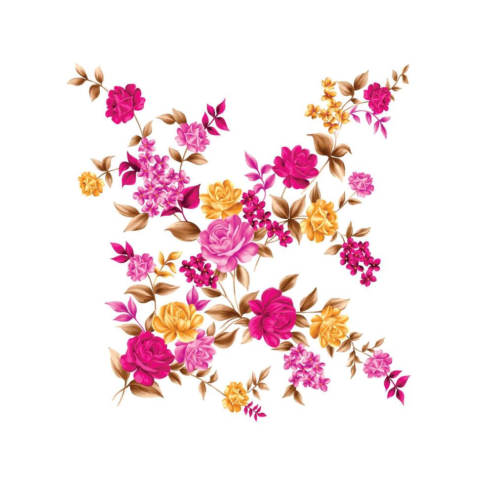 ilustração de aquarela de flor, fundo floral botânico, padrão de flor decorativa, flor pintada digital, padrão de flor para design têxtil, buquês de flores, modelo de convite de casamento floral. vetor