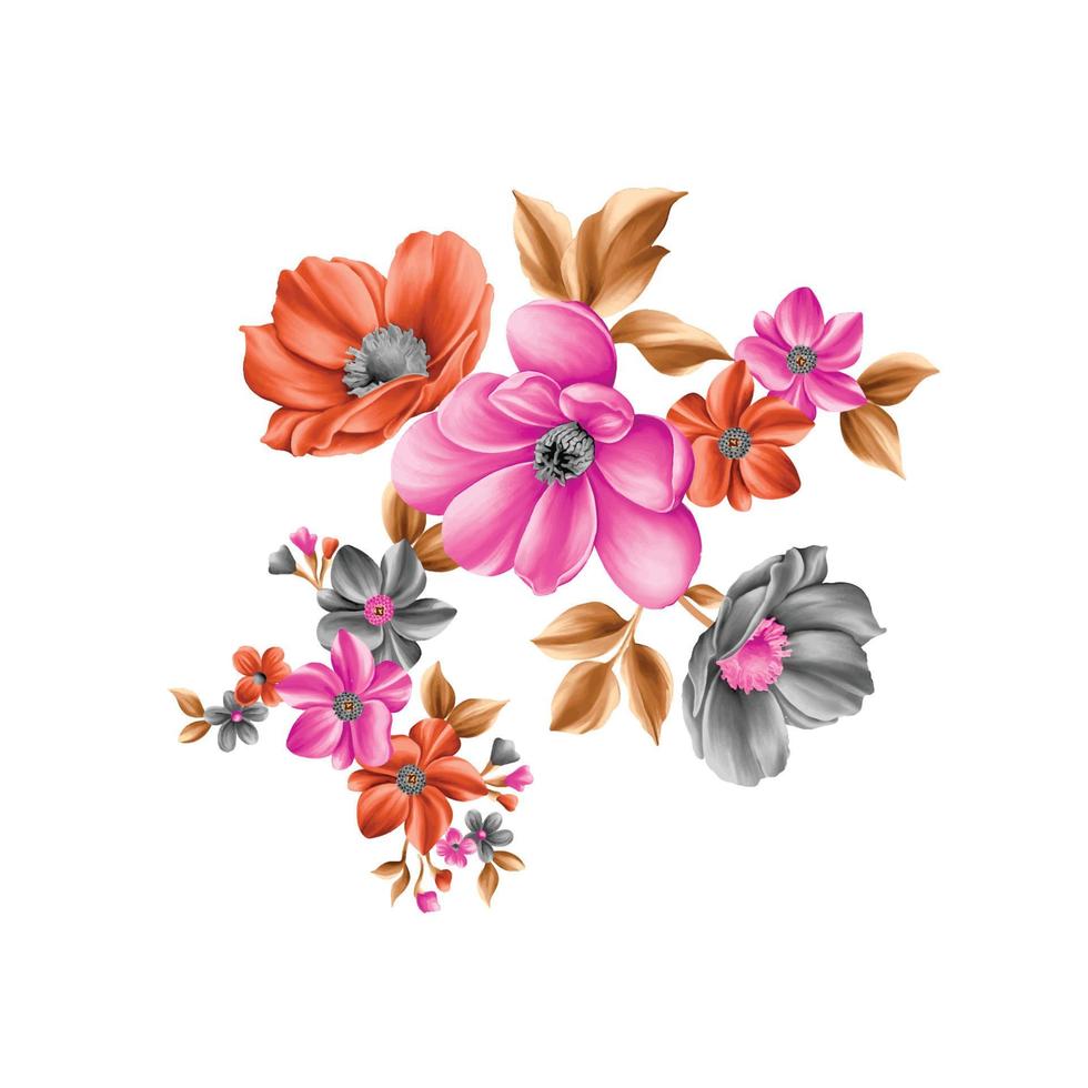 ilustração de aquarela de flor, fundo floral botânico, padrão de flor decorativa, flor pintada digital, padrão de flor para design têxtil, buquês de flores, modelo de convite de casamento floral. vetor