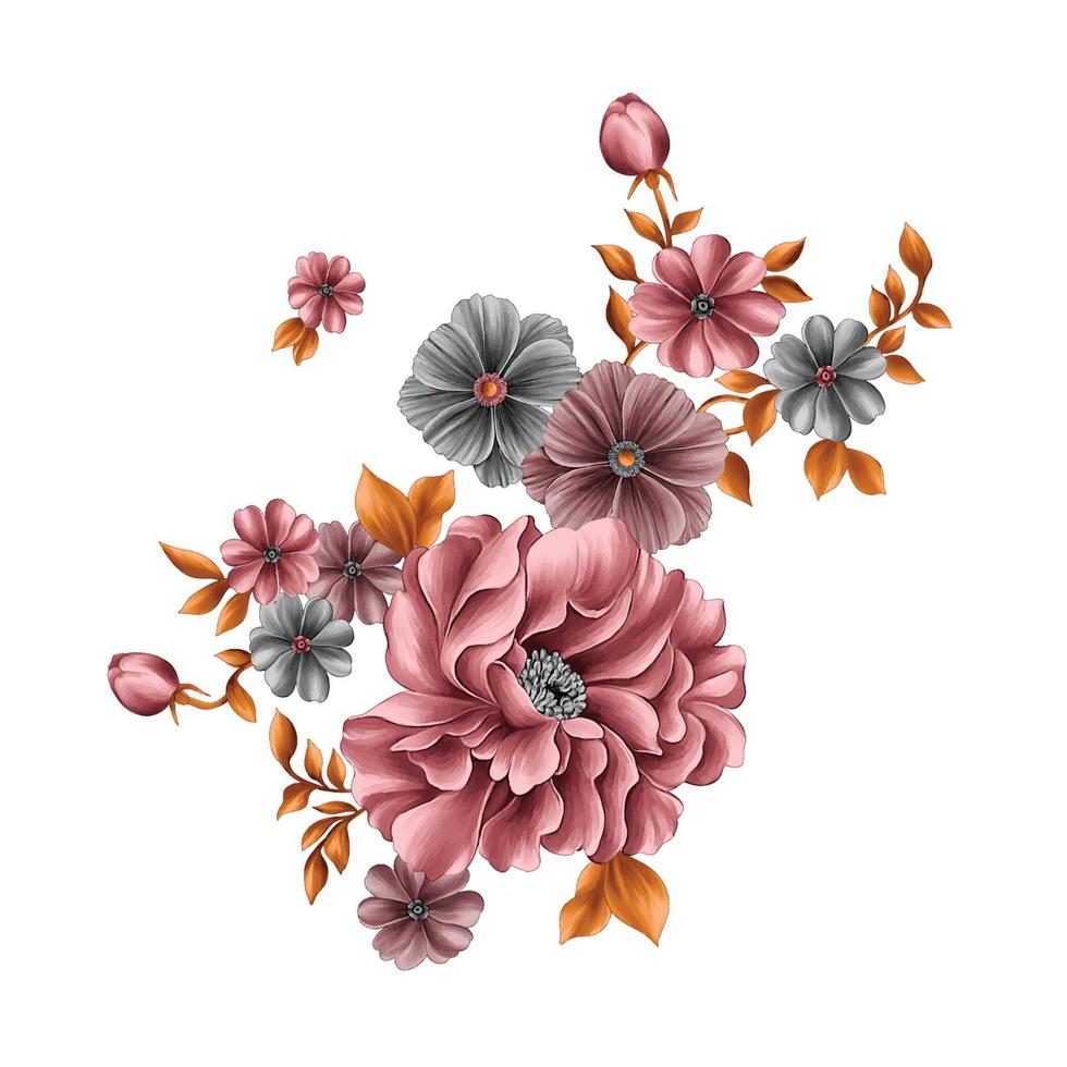 ilustração de aquarela de flor, fundo floral botânico, padrão de flor decorativa, flor pintada digital, padrão de flor para design têxtil, buquês de flores, modelo de convite de casamento floral. vetor