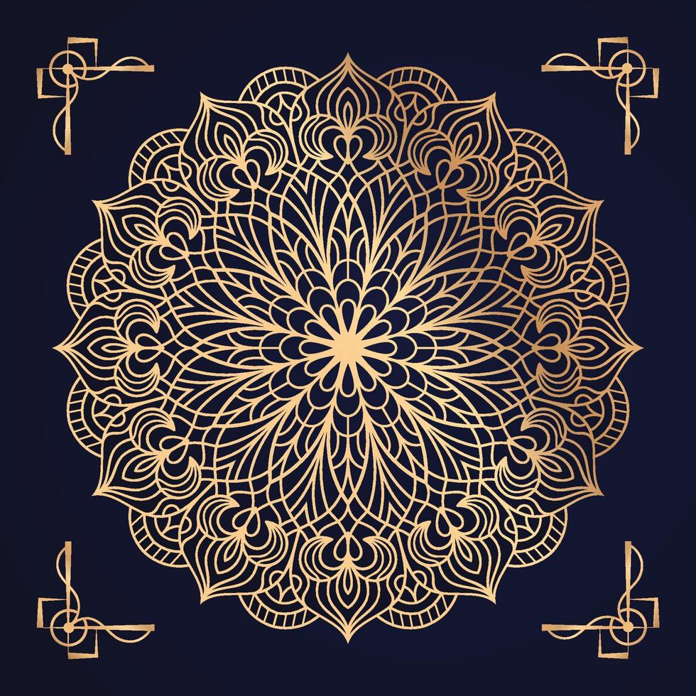 padrão de arabesco de mandala de luxo estilo oriental islâmico árabe design de mandala decorativa dourada com estilo oriental islâmico árabe de padrão de arabesco. vetor