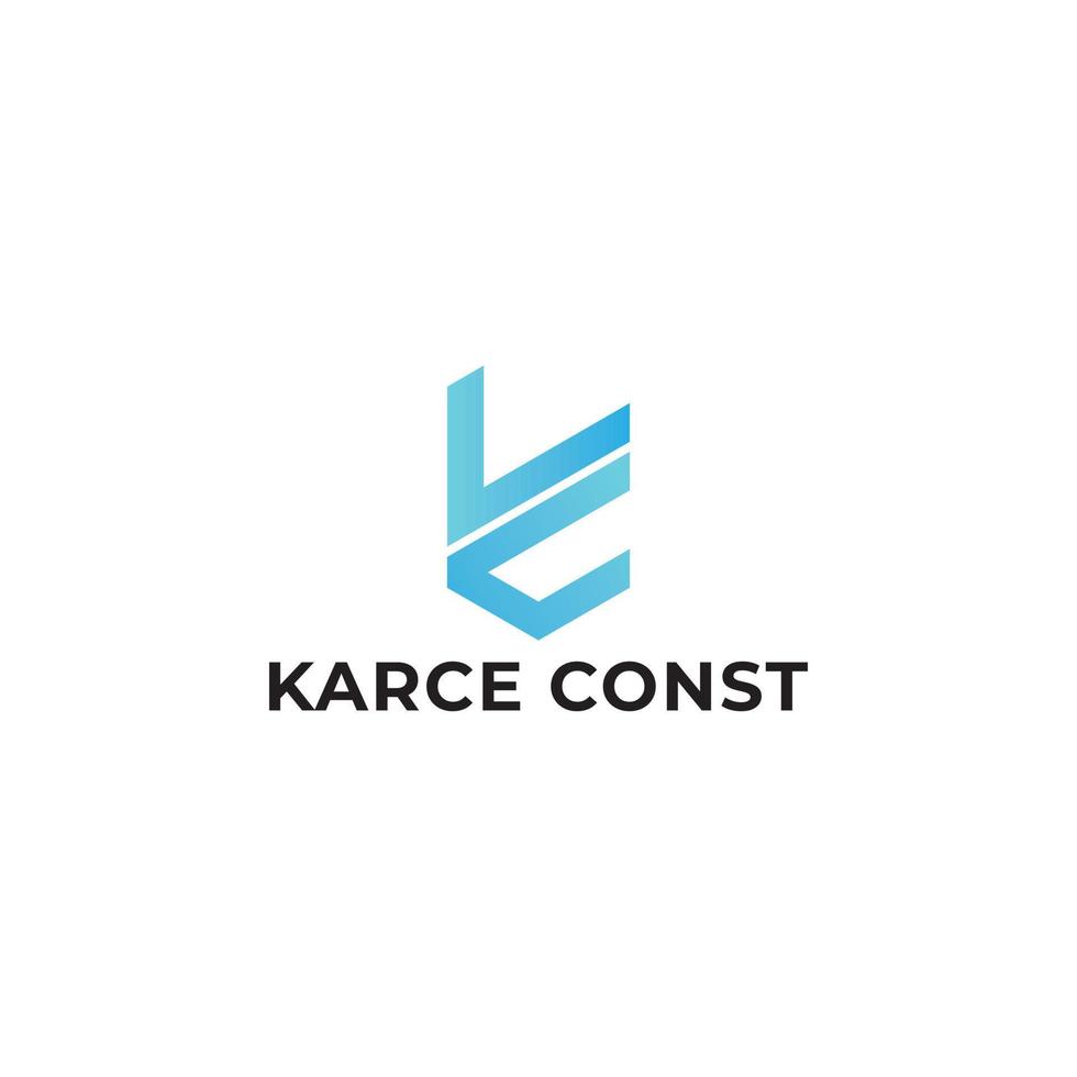 letra inicial abstrata kc ou logotipo ck na cor azul isolado em fundo branco aplicado para consultoria logotipo da empresa também adequado para marcas ou empresas com nome inicial ck ou kc. vetor