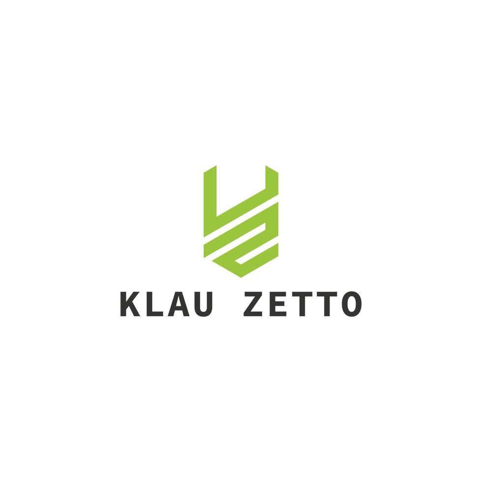letra inicial abstrata kz ou logotipo zk na cor verde isolado em fundo branco aplicado para o logotipo da indústria ao ar livre de aventura também adequado para marcas ou empresas com nome inicial zk ou kz. vetor