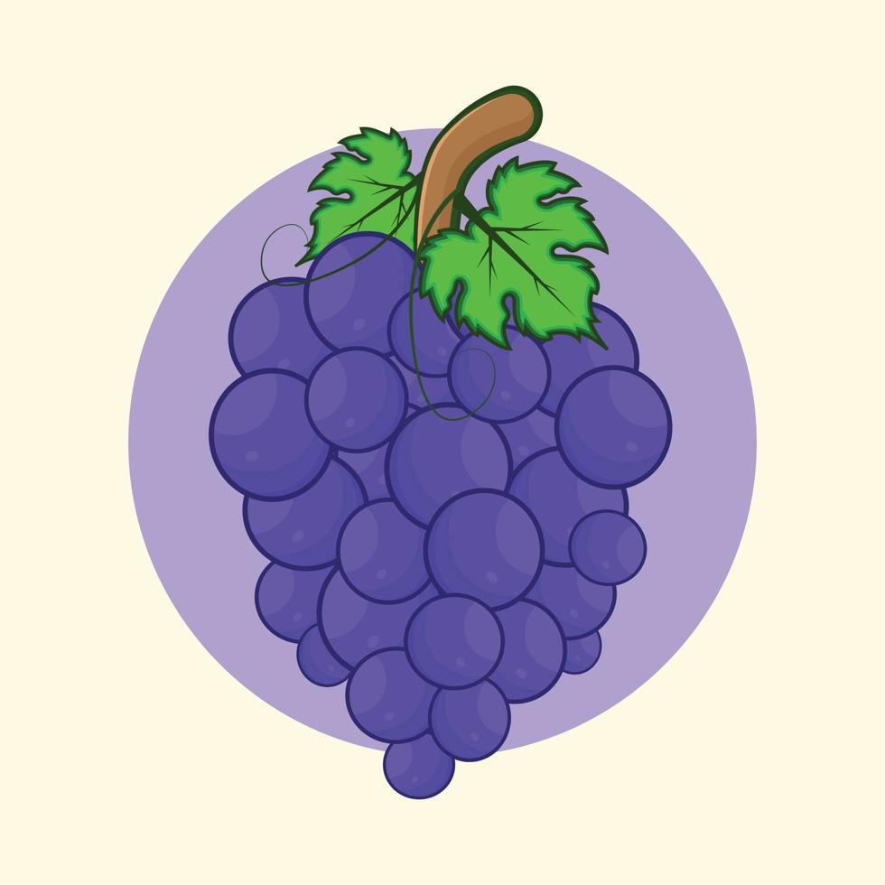 design de ilustração de estilo de desenho animado de fruta uva vetor
