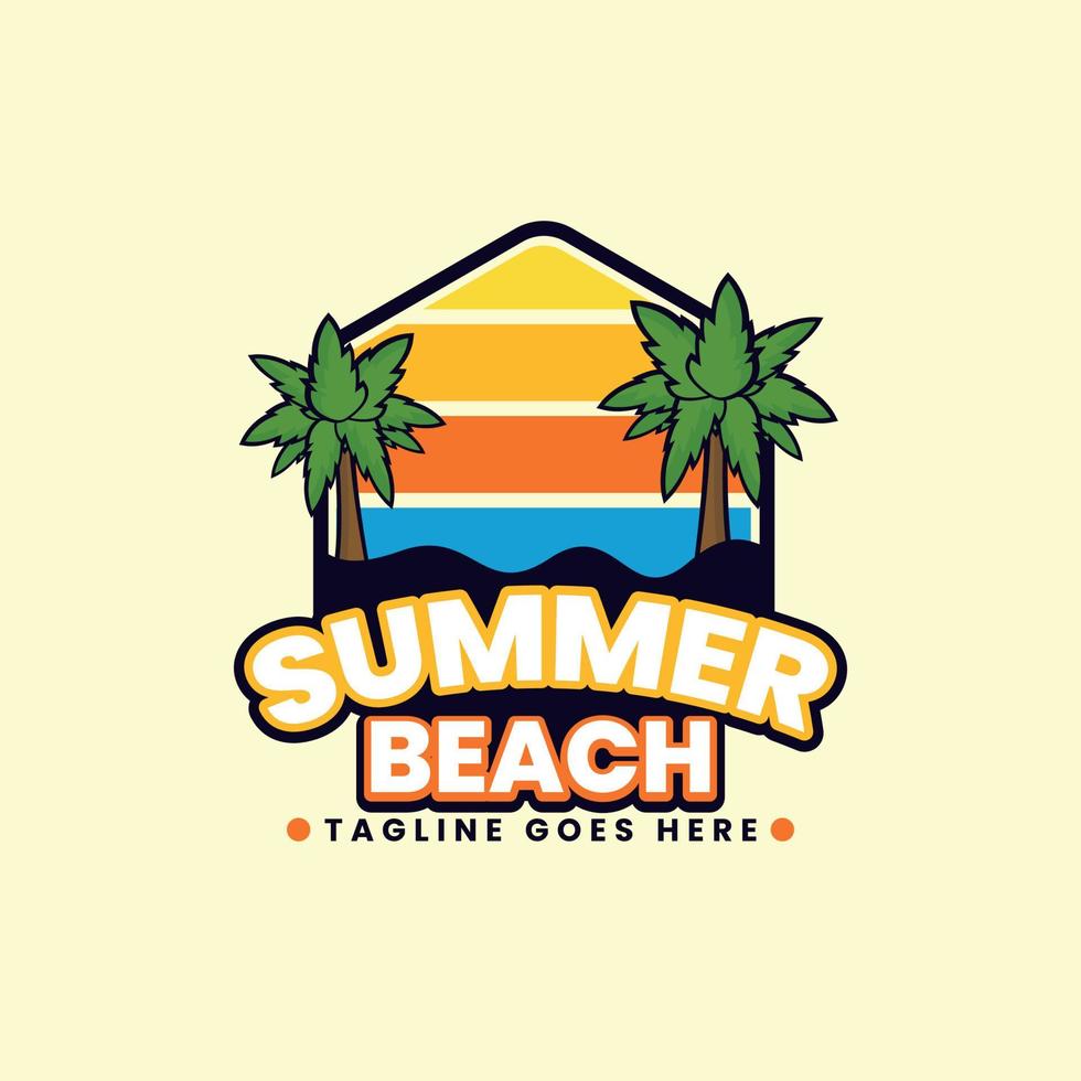design de logotipo de resort de ilha de turismo de praia de verão vetor