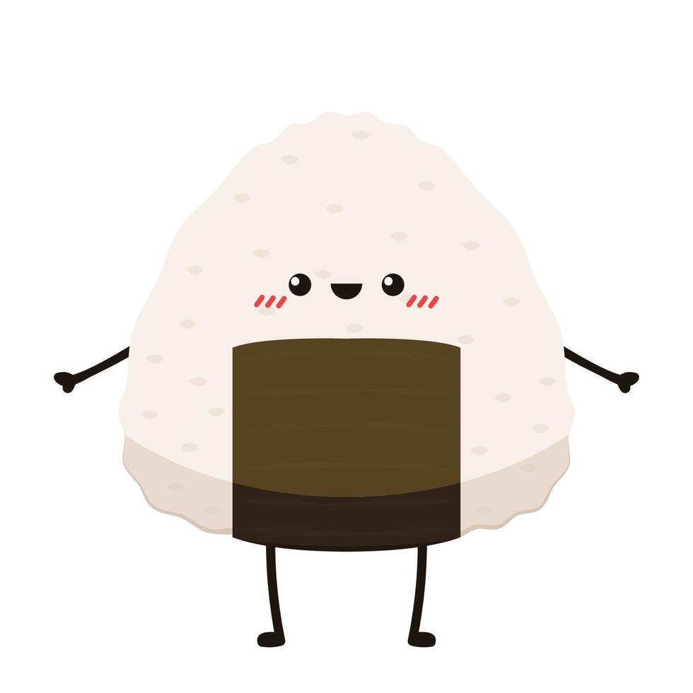 personagem onigiri. onigiri em fundo branco. design de logotipo onigiri. bola de arroz japonesa. vetor