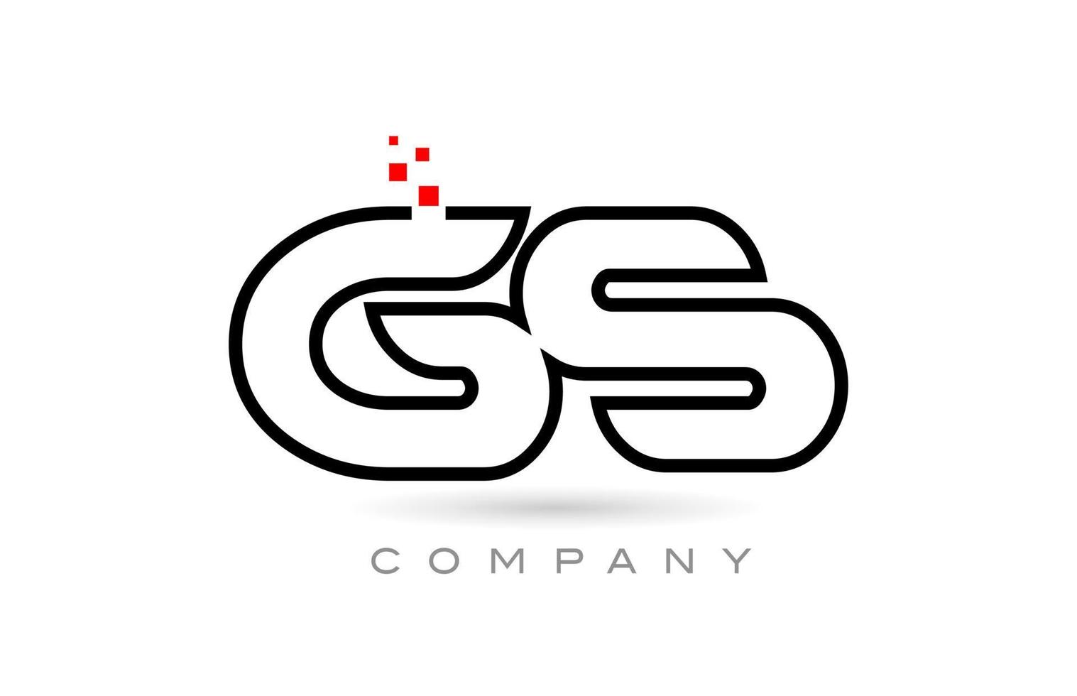 gs conectado design de combinação de ícone de logotipo de letra do alfabeto com pontos e cor vermelha. modelo criativo para empresa e negócios vetor