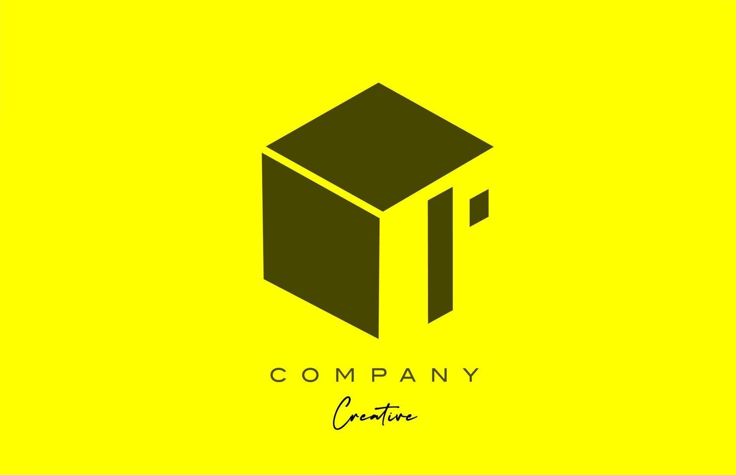 design de ícone de logotipo de letra de alfabeto preto amarelo i. modelo de design de cubo criativo para empresa e negócios vetor