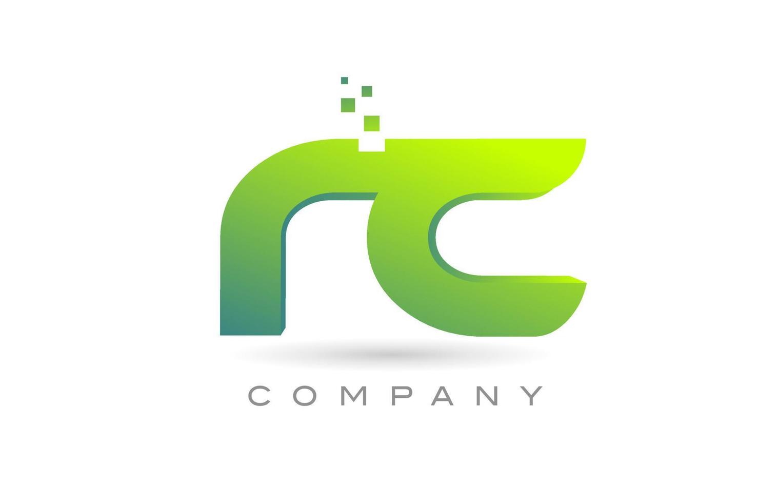 juntou-se ao projeto de combinação do ícone do logotipo da letra do alfabeto rc com pontos e cor verde. modelo criativo para empresa e negócios vetor