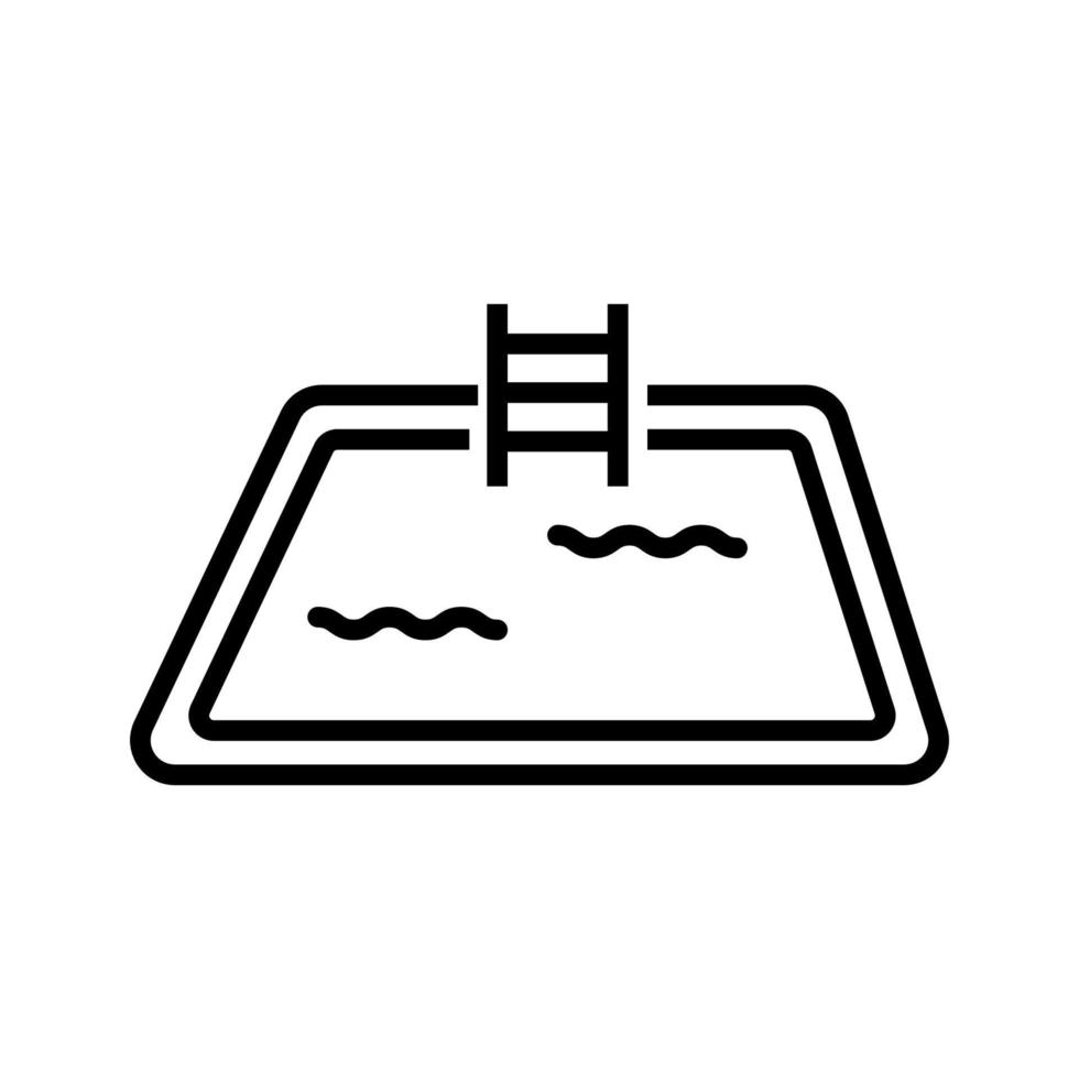 linha de ícone de piscina isolada no fundo branco. ícone liso preto fino no estilo de contorno moderno. símbolo linear e curso editável. ilustração vetorial de traço perfeito simples e pixel vetor