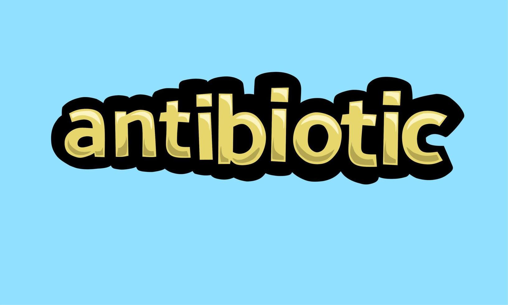 design de vetor de escrita de antibiótico em um fundo azul