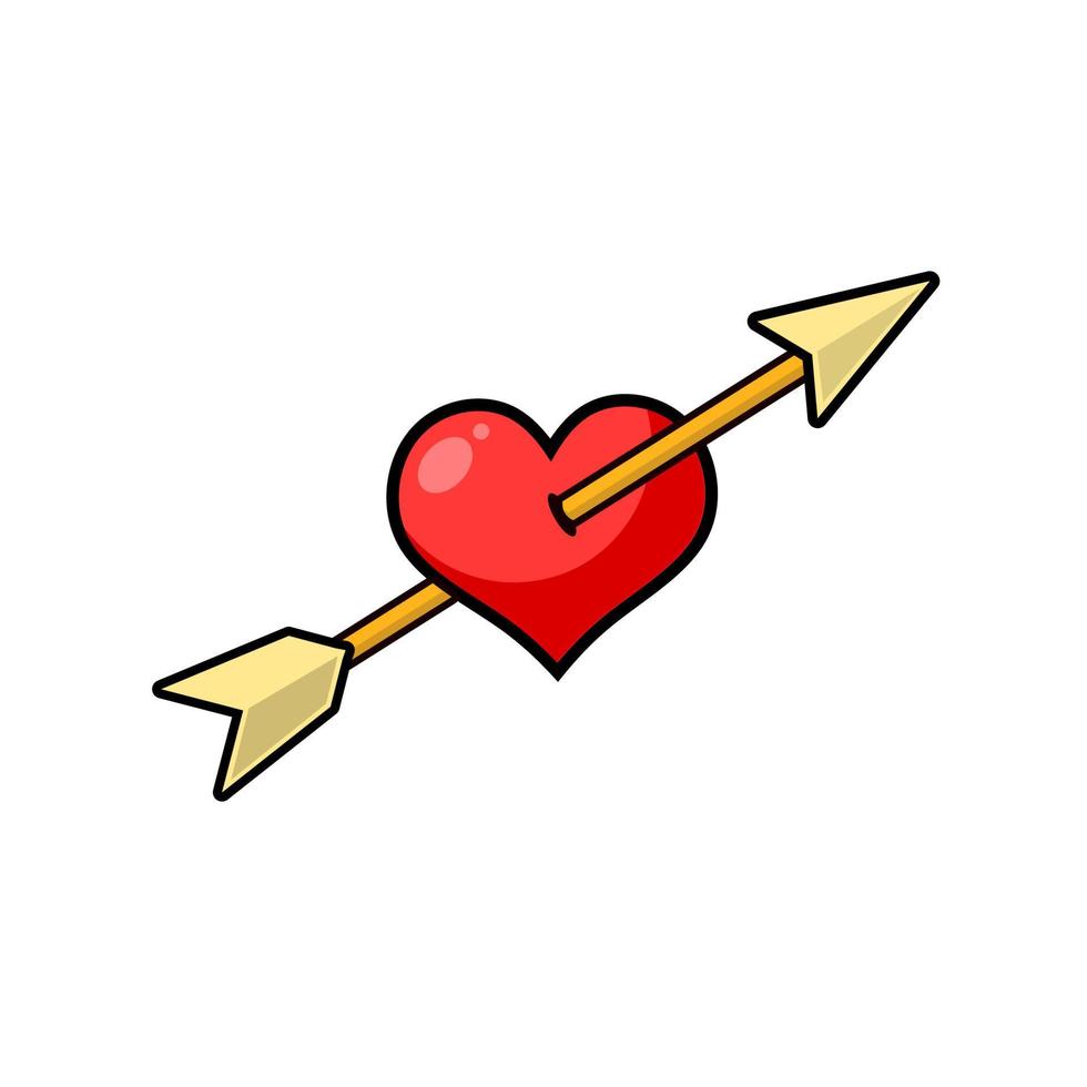 gráfico vetorial de ilustração de flecha perfurada de amor de desenho animado para elemento de design do dia dos namorados vetor