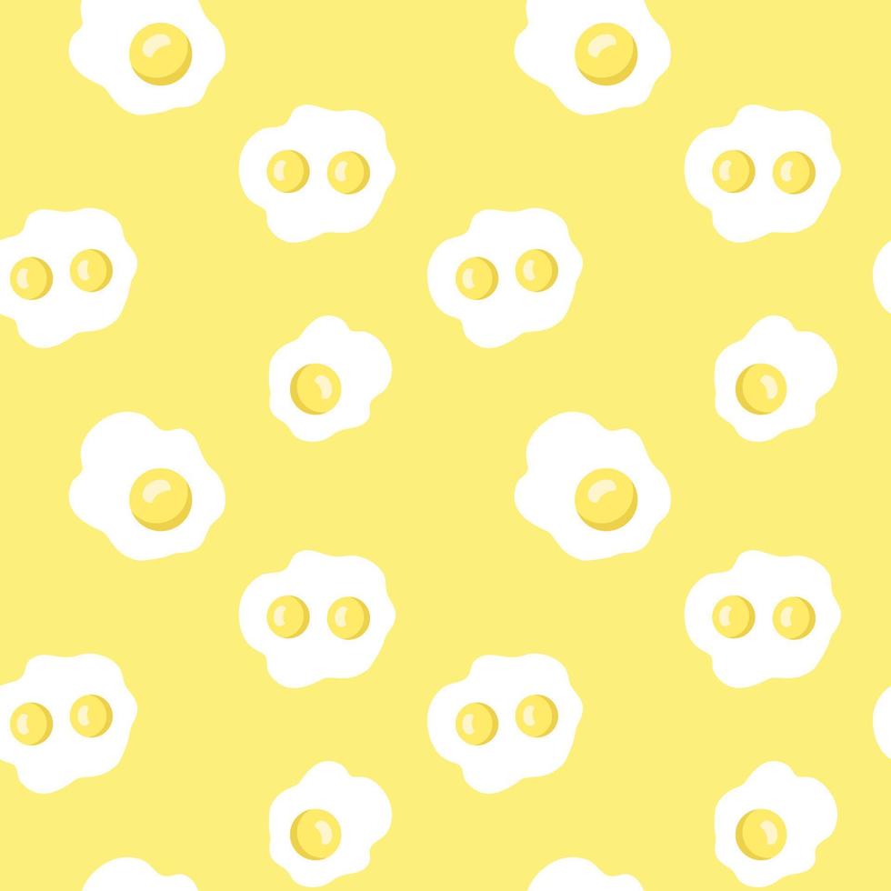 padrão sem emenda de ovos fritos em fundo amarelo. ilustração vetorial. vetor