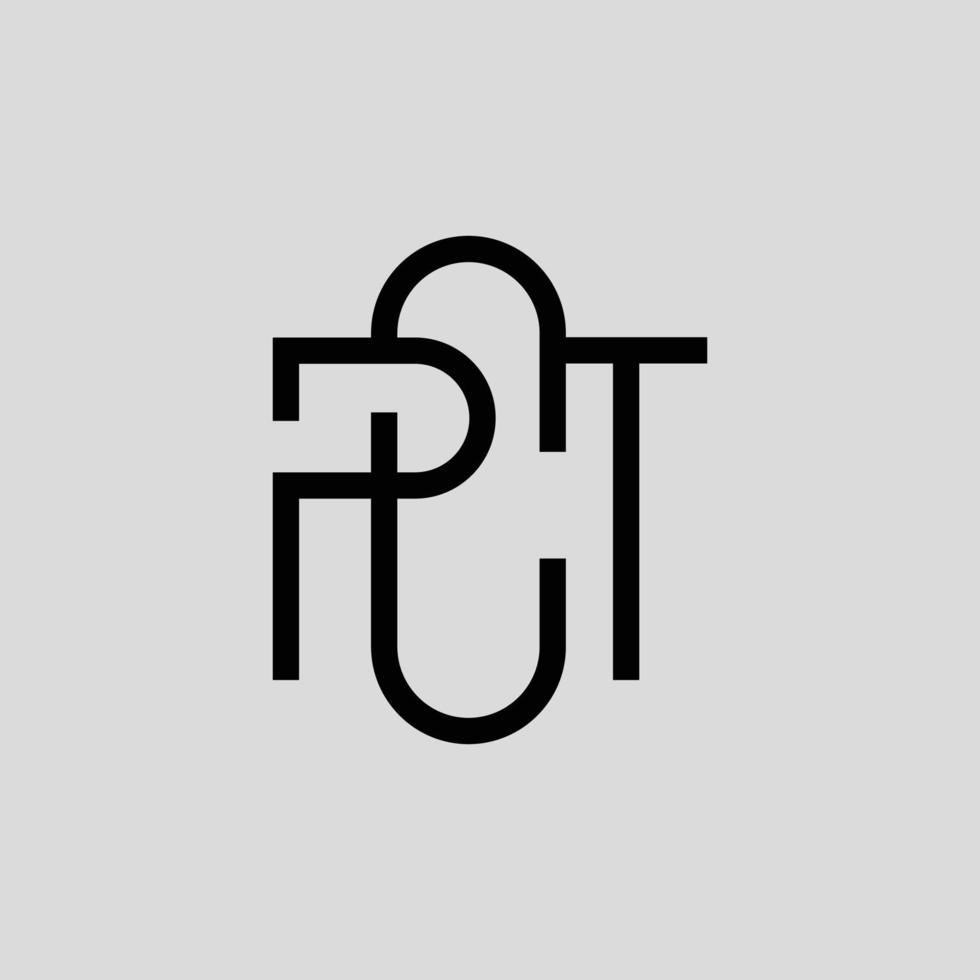 logotipo de vetor de monograma pct. logotipo feito de três letras combinadas. logotipo para empresa, pessoal, marca, evento, negócios e produtos.