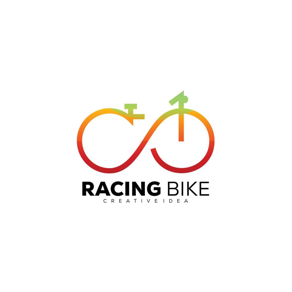 ícone de cor de arte de linha de design de logotipo de bicicleta de corrida vetor